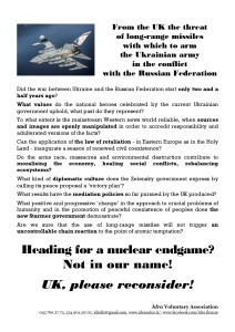 Heading for a nuclear endgame? Not in our name! UK, please reconsider!