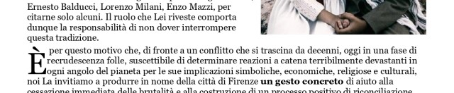 Idra, Lettera pubblica al Sindaco di Firenze, Il Salone dei Cinquecento alla Pace